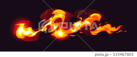 Cartoon game magic power wave, wizard glow vfx light effect. Vector fantasy orange neon energy spell with sparkle, smoke trail and abstract fire. Isolated vfx element for game, combat or animation Cartoon game magic power wave, wizard glow vfx light effect. Vector fantasy orange neon energy spell with sparkle, smoke trail and abstract fire. Isolated vfx element for game, combat or animation 133467803