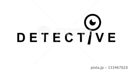 Detective service and investigation bureau icon or badge. Security agency icon, private investigator vector sign or symbol. Police service detective or inspector graphic emblem with magnifying glass 133467828