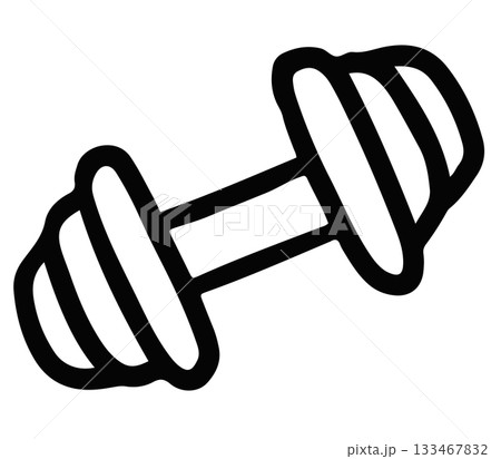Hand drawn dumbbell outline for exercise, sport, human, kid colouring book, art, people, diet, competition, activity, healthy lifestyle, hobbies, leisure, gym, department store, online shopping 133467832