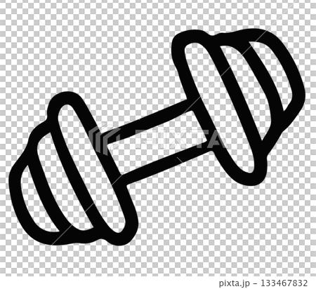 Hand drawn dumbbell outline for exercise, sport, human, kid colouring book, art, people, diet, competition, activity, healthy lifestyle, hobbies, leisure, gym, department store, online shopping 133467832