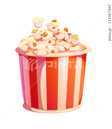 Cartoon fast food popcorn bucket of pop corn for dessert, vector icon. Cartoon popcorn basket for movie snack or cinema theater sweet dessert or bar takeaway menu Cartoon fast food popcorn bucket of pop corn for dessert, vector icon. Cartoon popcorn basket for movie snack or cinema theater sweet dessert or bar takeaway menu 133467847