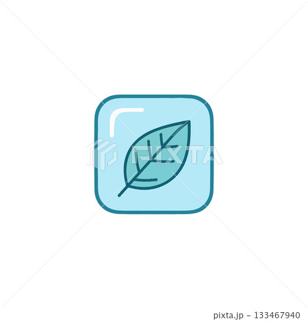 Simple leaf icon within a rounded square a visual representation of nature and freshness for 133467940