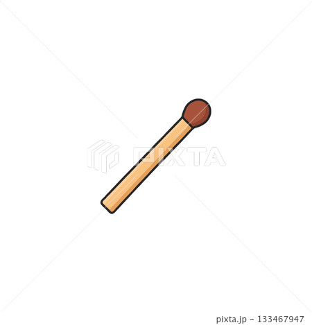 An isolated view of a wooden matchstick with a brown head resting on white space ideal for designs An isolated view of a wooden matchstick with a brown head resting on white space ideal for designs 133467947