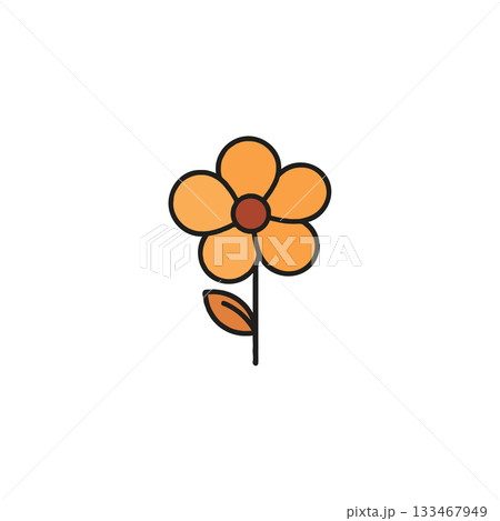 A simple flower illustration shows the beauty of nature through an abstract representation A simple flower illustration shows the beauty of nature through an abstract representation 133467949