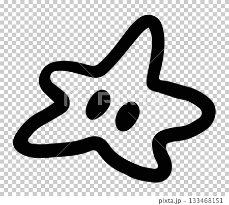 Hand drawn star outline for decoration, sticker, icon, tattoo, cute patches, brooch, shirt print, plush toy, doll, kids, children, Christmas tree, ornament, sky and cloud, cartoon character, comic 133468151