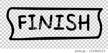 Hand drawn outline of FINISH letters for running competition, marathon, race, human, people, diet, exercise, sport, activity, healthy lifestyle, hobbies, leisure, campaign badge, sticker, font 133468153