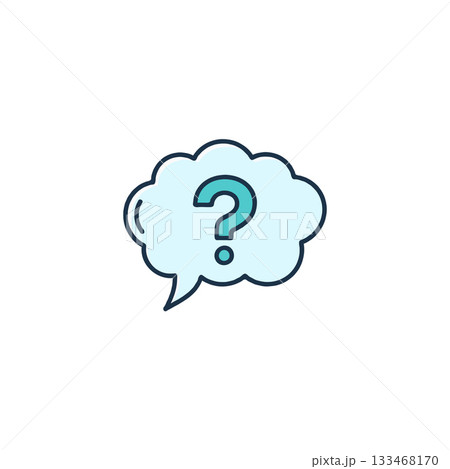 Stylized question mark cloud evoking inquiry reflection representing uncertainty problem solving Stylized question mark cloud evoking inquiry reflection representing uncertainty problem solving 133468170