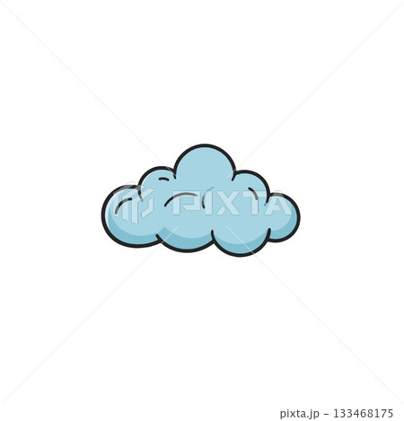 Whimsical sky wonder: cartoon cloud floating freely in a serene boundless expanse of lightness above 133468175