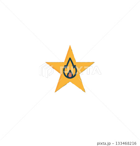 Stylized golden star with internal flame: conceptual illustration for excellence and fiery Stylized golden star with internal flame: conceptual illustration for excellence and fiery 133468216
