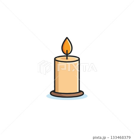 Minimalist candle illustration casting a soft illumination providing a serene atmosphere evoking Minimalist candle illustration casting a soft illumination providing a serene atmosphere evoking 133468379