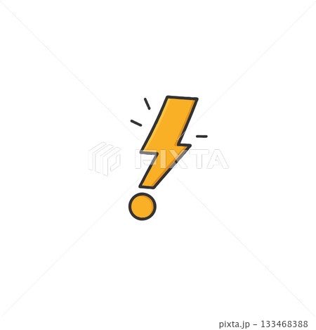 Stylized lightning bolt and exclamation point icon representing alert warning or high voltage 133468388
