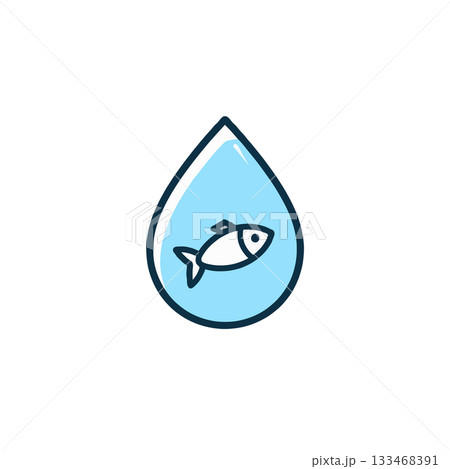 Symbolic illustration of water conservation with fish protection and preservation for ecological Symbolic illustration of water conservation with fish protection and preservation for ecological 133468391