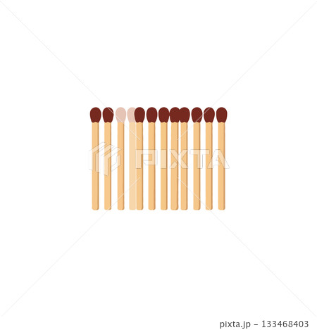 Illuminating safety ignition wood sticks arranged a single pale match symbolizing different 133468403