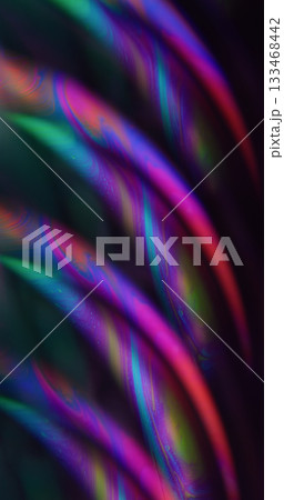 Defocused oil drop. Ink blend. Green pink blue color round texture acrylic curve bubble floating on abstract dark black creative neon art background. Defocused oil drop. Ink blend. Green pink blue color round texture acrylic curve bubble floating on abstract dark black creative neon art background. 133468442