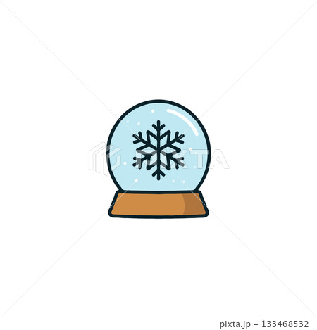 Whimsical snowflake encased within a charming snow globe illustration against pristine background Whimsical snowflake encased within a charming snow globe illustration against pristine background 133468532