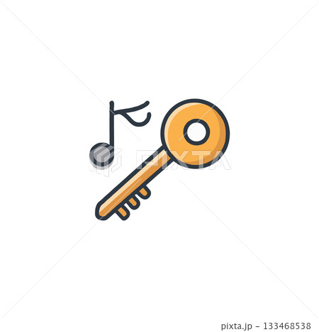 Harmonious access: Musical note intertwines with unlocking potential through a symbolic key 133468538