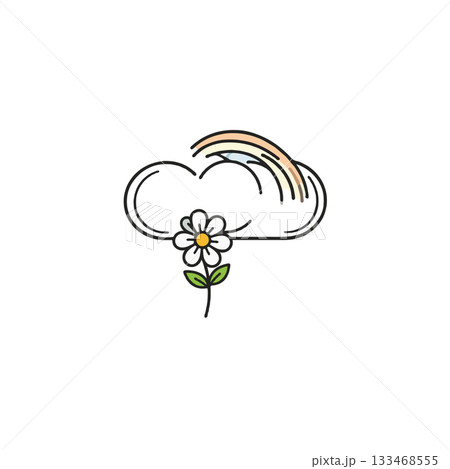 Dreamy weather and blossoming flower a cute and whimsical illustration bringing nature's joy with Dreamy weather and blossoming flower a cute and whimsical illustration bringing nature's joy with 133468555