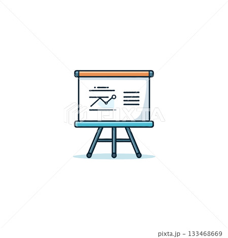 Illustration depicting presentation easel with rising line graph ideal for business meetings and 133468669