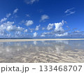 青空が広がる美しい砂浜と海の風景 133468707