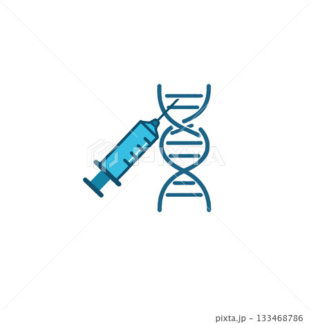 Medical advancement visualization representing genetic engineering with syringe concept 133468786