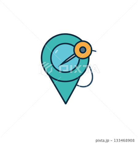 Minimalist location marker icon design symbolizing navigation and orientation for mobile 133468908
