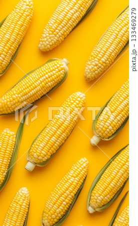 Sweet corn yellow vegetable brain pattern organic food background 133469279