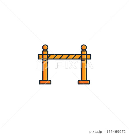 Simple yellow barrier icon design representing restriction or obstacle with outlined illustration Simple yellow barrier icon design representing restriction or obstacle with outlined illustration 133469972