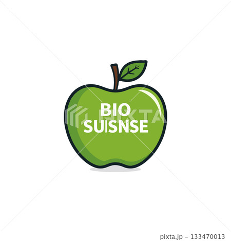 Vibrant green apple illustration, highlighting a bio suisnse inscription, symbolizes freshness, Vibrant green apple illustration, highlighting a bio suisnse inscription, symbolizes freshness, 133470013