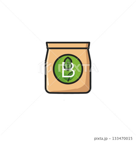 Conceptual design featuring eco friendly bag illustration with green leaf emblem for sustainable Conceptual design featuring eco friendly bag illustration with green leaf emblem for sustainable 133470015