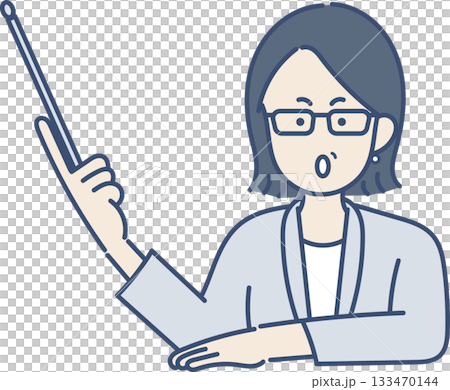 差し棒を持った40代女性のイラスト 差し棒を持った40代女性のイラスト 133470144