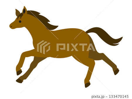 走る茶色い馬のかわいいベクターイラスト 走る茶色い馬のかわいいベクターイラスト 133470145