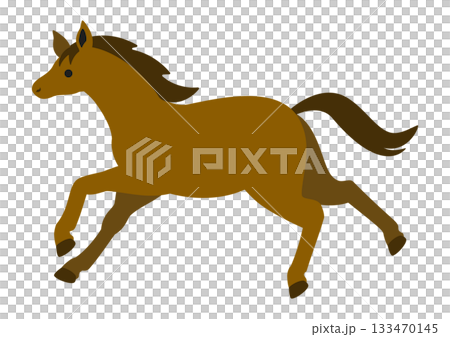 走る茶色い馬のかわいいベクターイラスト 走る茶色い馬のかわいいベクターイラスト 133470145