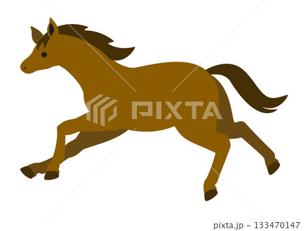 走る茶色い馬のかわいいベクターイラスト 走る茶色い馬のかわいいベクターイラスト 133470147