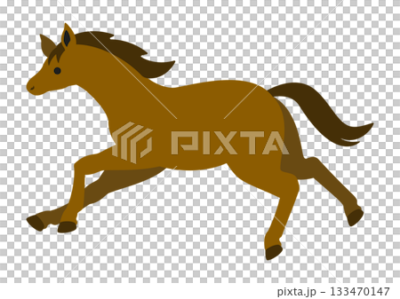 走る茶色い馬のかわいいベクターイラスト 走る茶色い馬のかわいいベクターイラスト 133470147
