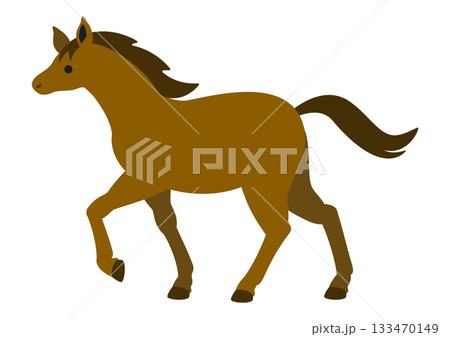 歩く茶色い馬のかわいいベクターイラスト 歩く茶色い馬のかわいいベクターイラスト 133470149