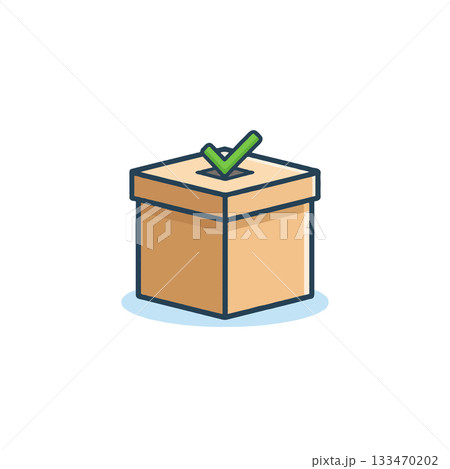 Illustration of voting box with checkmark symbolizing democratic process and elections showing Illustration of voting box with checkmark symbolizing democratic process and elections showing 133470202