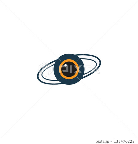 Abstract cosmic eye gazing into the void with orbit line around digital vision graphic symbol 133470228