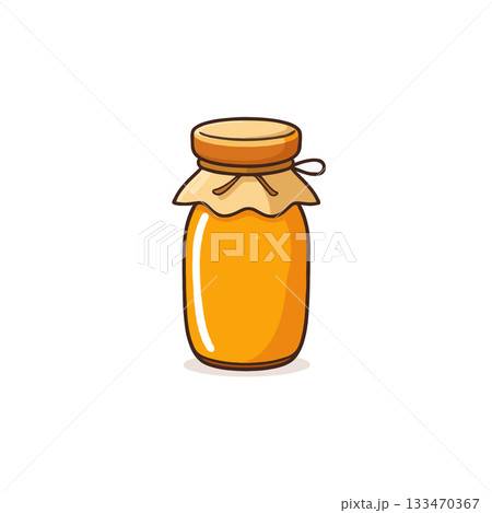Illustration of sweet golden honey in a sealed jar suggesting natural health or organic food 133470367
