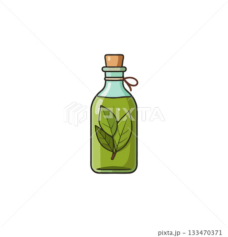 Botanical essence bottle: A gentle reminder of nature's calming embrace and herbal serenity for 133470371