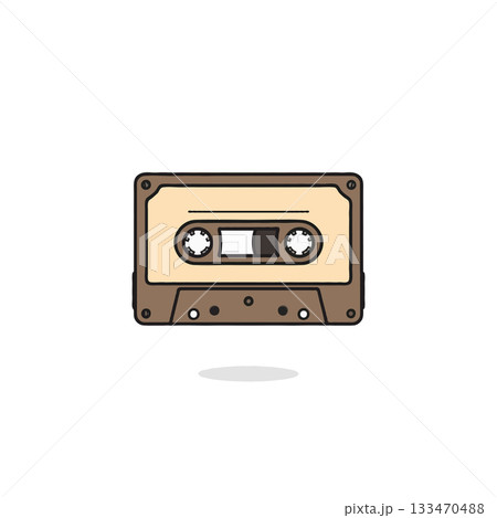 Retro audio cassette tape illustration for vintage music appreciation nostalgia is evoking Retro audio cassette tape illustration for vintage music appreciation nostalgia is evoking 133470488