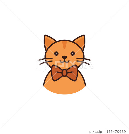 Whimsical feline illustration featuring a charming orange cat with a stylish bow tie for design Whimsical feline illustration featuring a charming orange cat with a stylish bow tie for design 133470489