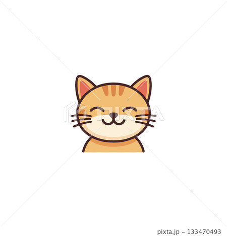 Delightful illustration featuring a smiling tabby cat with a charming expression expressing Delightful illustration featuring a smiling tabby cat with a charming expression expressing 133470493