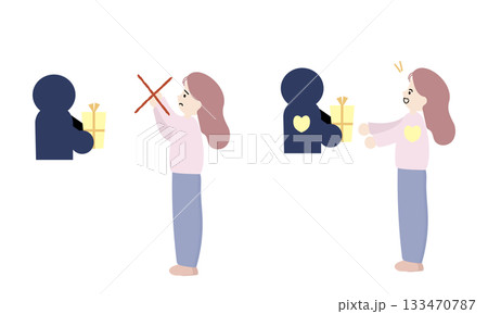 受け取りを拒む女性と感謝を表して受け取る女性 133470787