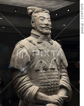 Xi'an, China - Jan 2,2025 : Famous Terracotta Army on display in the Museum of the Terra-cotta Warriors in Xi'an, China on Jan 2,2025. Xi'an, China - Jan 2,2025 : Famous Terracotta Army on display in the Museum of the Terra-cotta Warriors in Xi'an, China on Jan 2,2025. 133471078