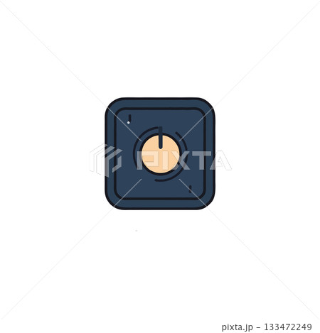 Minimalist illustration showcasing a power button icon set within a square shape form simple design 133472249