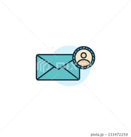 Illustration presenting a stylized envelope with user icon for message communication concept Illustration presenting a stylized envelope with user icon for message communication concept 133472259