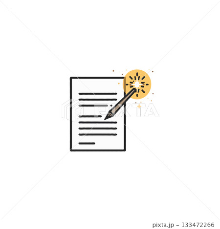 Stylized representation of a document being edited or highlighted, emphasizing digital 133472266