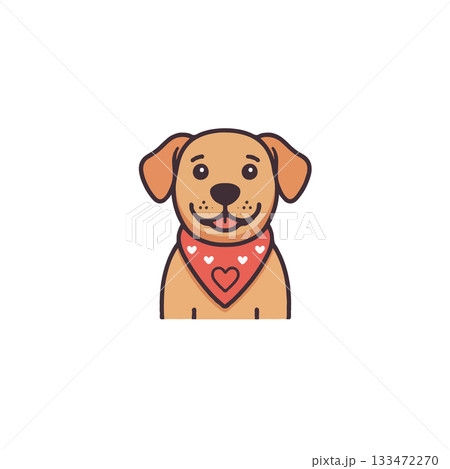 Smiling dog with bandana vector illustration creates a lovely impression suitable for multiple 133472270