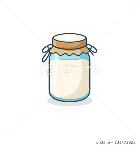 A simple dairy treat: Creamy dairy product in a glass jar, evoking freshness and homemade goodness A simple dairy treat: Creamy dairy product in a glass jar, evoking freshness and homemade goodness 133472928