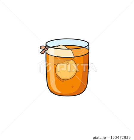 Refreshing orange beverage illustration with fruit slice offers a bright summery and inviting 133472929